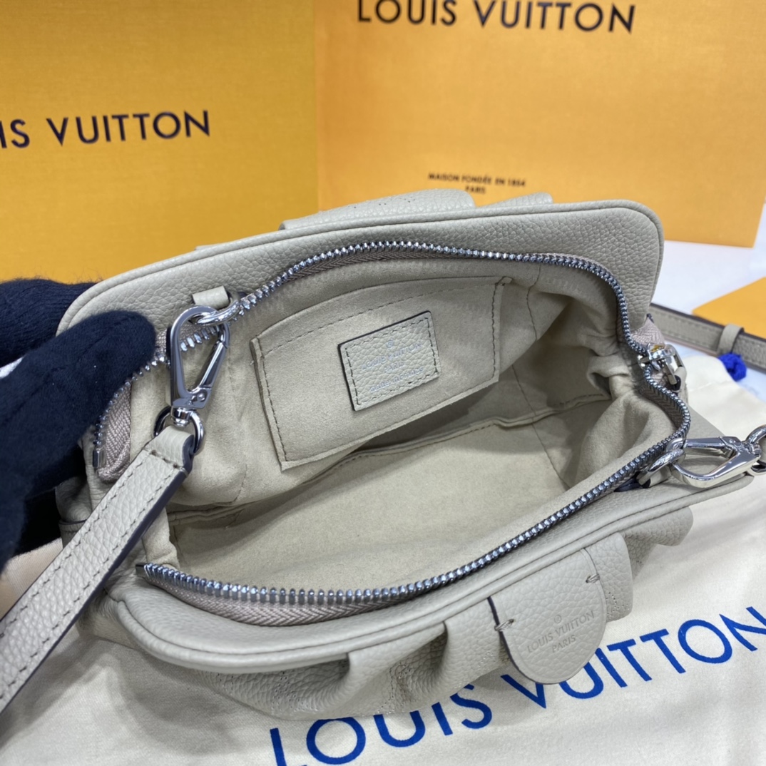 Louis Vuitton SCALA MINI POUCH Handbag Monogram Mahina M80904 Light Grey